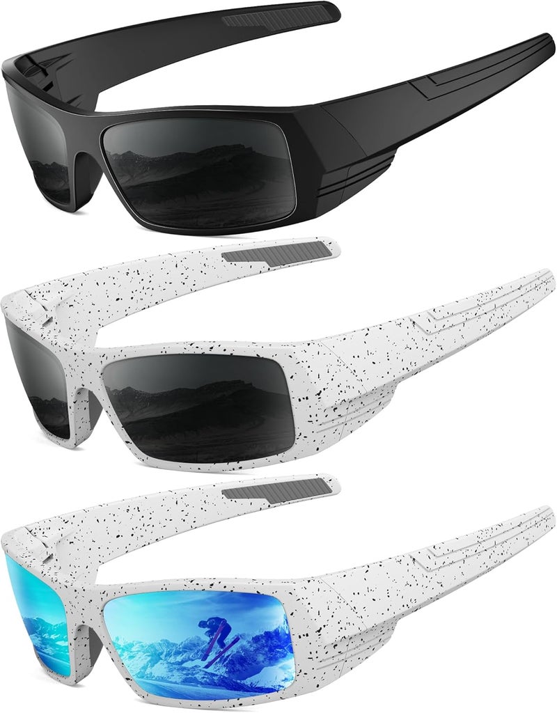 QALLY Store Sports Sunglasses-Men Polarized Mens-Sunglasses: Wrap Around Sun Glasses for Cycling Fishing with UV400 Protection - Image 1